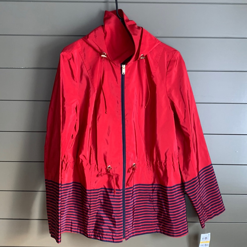 Charter Club Water-Resistant Hooded Anorak Jacket. Classical Nautical. M.